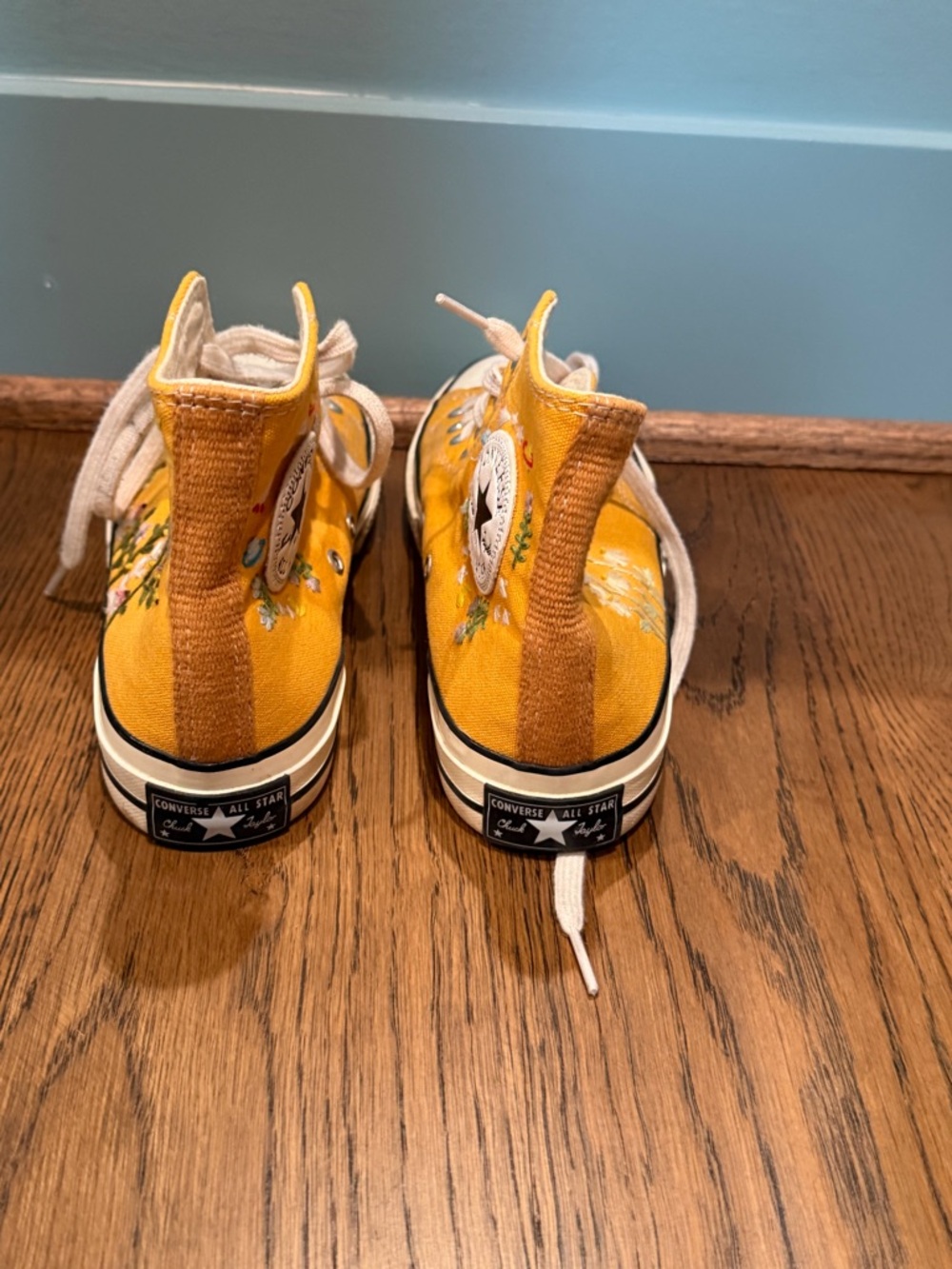 Converse Mustard hand embroidered High-Top Sneakers - Picture 6 of 9